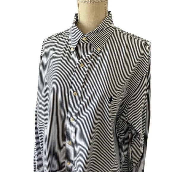 Polo Ralph Lauren L/S Custom Fit Button Front Striped Shirt Men's 17/43 - Picture 1 of 6